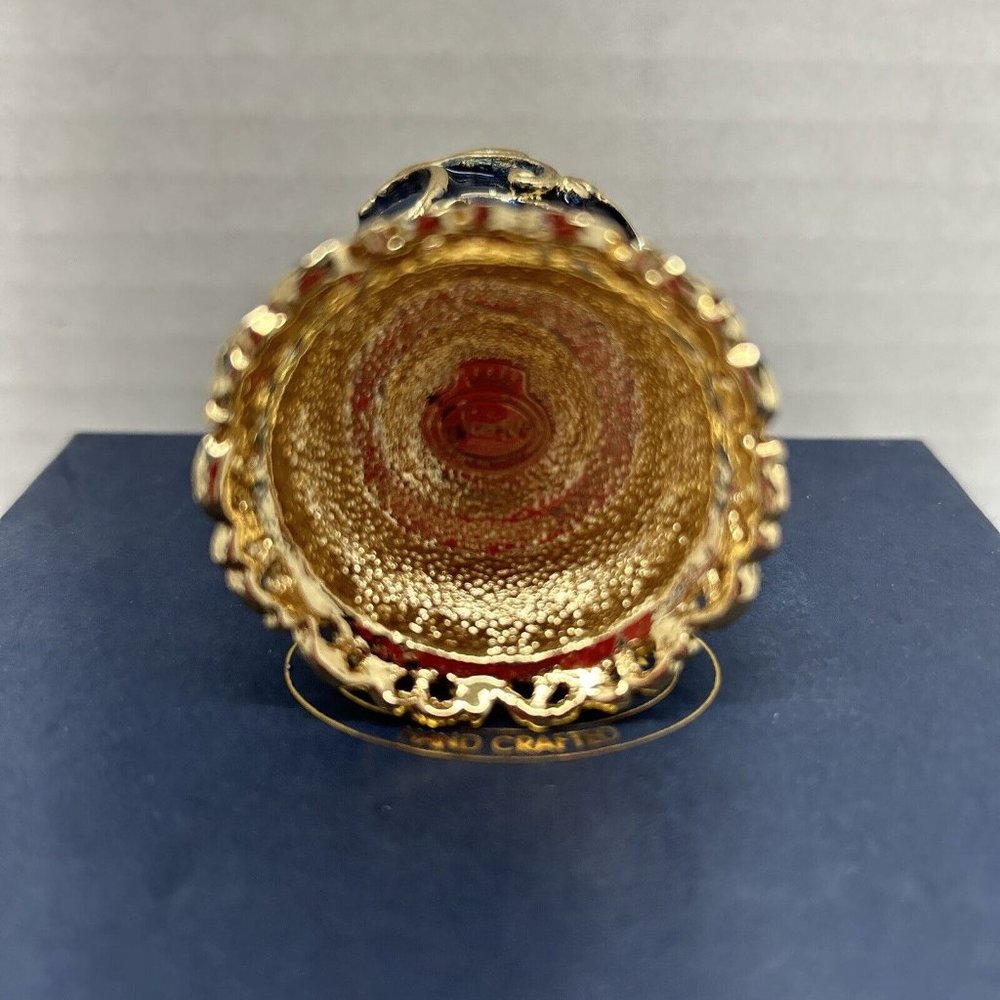 Sorelle Trinket Box Hinged Enameled Rhinestones Globe Original Lined Box - Picture 7 of 8